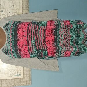 LuLaRoe Gray and Pink Patterned Top - XL